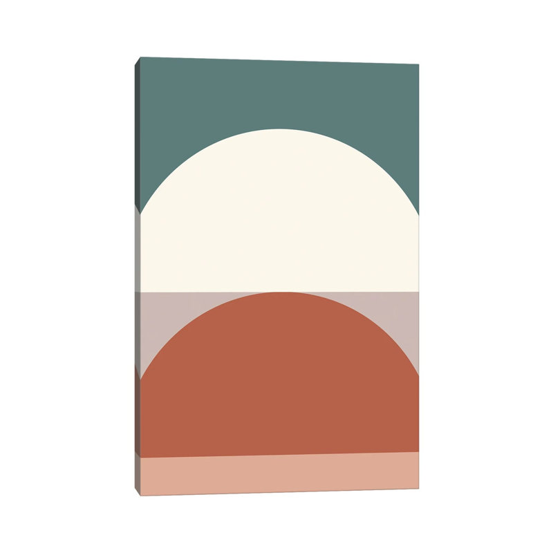 Geometric - Print on Canvas, Wrapped Canvas, 30.48 cm H x 45.72 cm W, Silver/White/Valencia