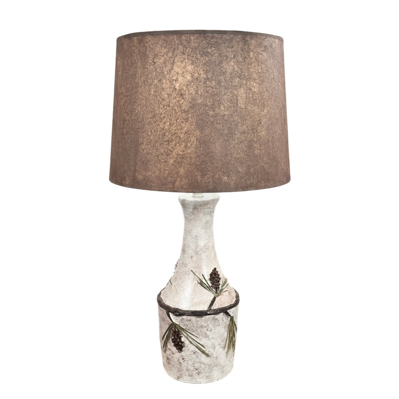 Winter Vase Table Lamp with Pine Cone Accent