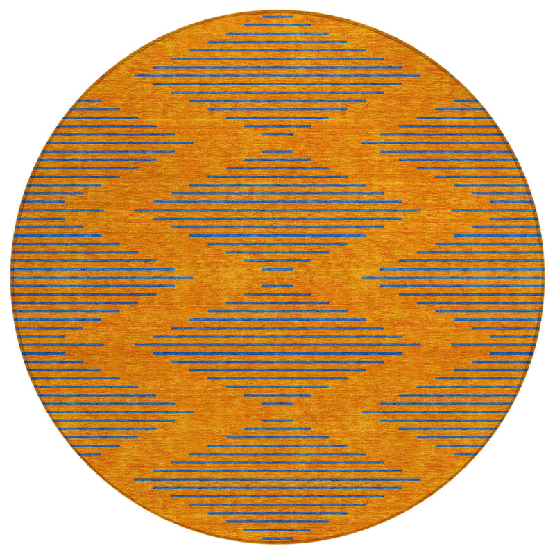 Norelia Orange Washable Indoor-Outdoor Rug - , 8' x 8'