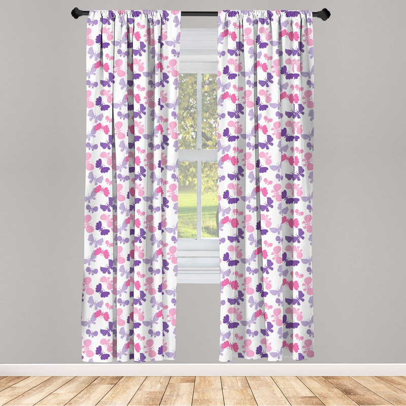 Butterfly Semi-Sheer Rod Pocket Curtain Panels, 28" x 84"