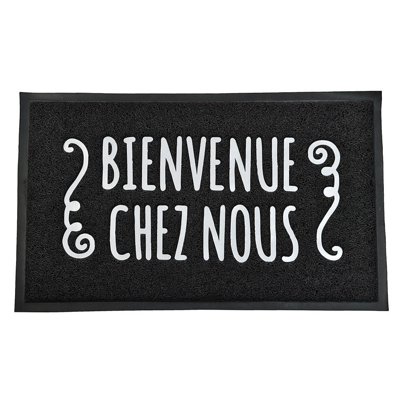 Tapis d'extérieur français imprimé PVC Bienvenue chez nous 30 po x 18 po French
