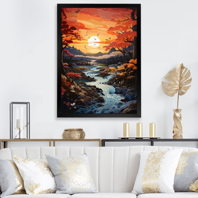 «African Pointillism Landscape At Sunset II», impression d'art sur toile