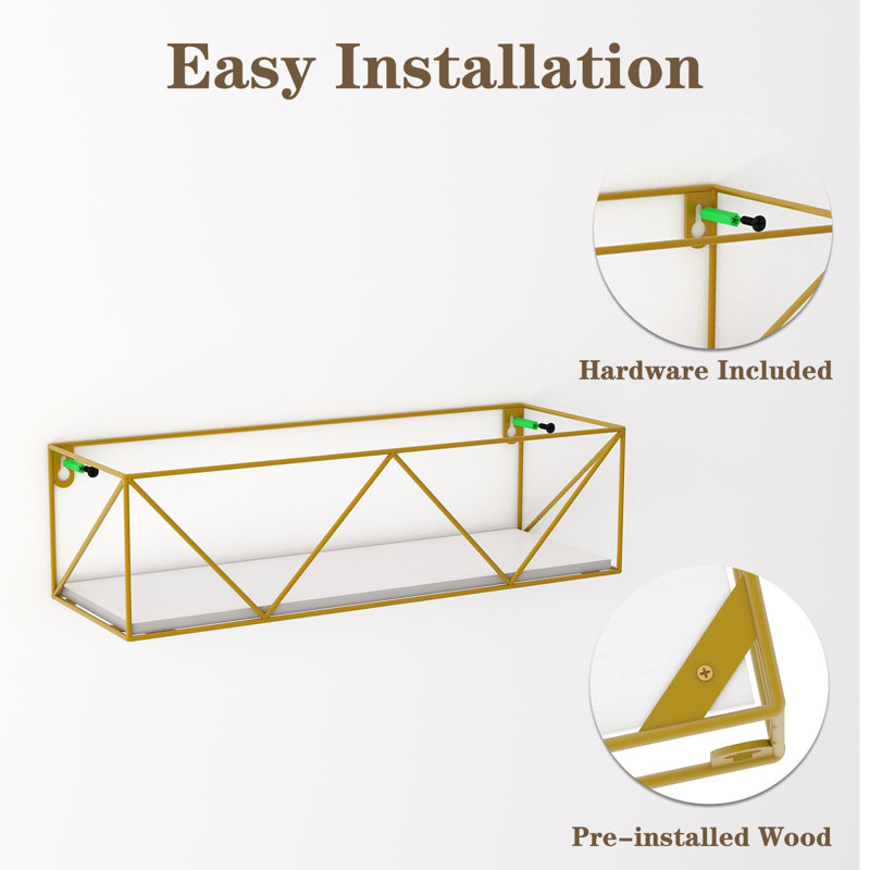 Biram Floating Shelf, Gold