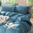 MooMee Lightweight Duvet Cover Set with Zipper Closure 8 Ties 100% Washed Cotton Linen Like Textured Soft Breathable All-Season-111275637-111990382