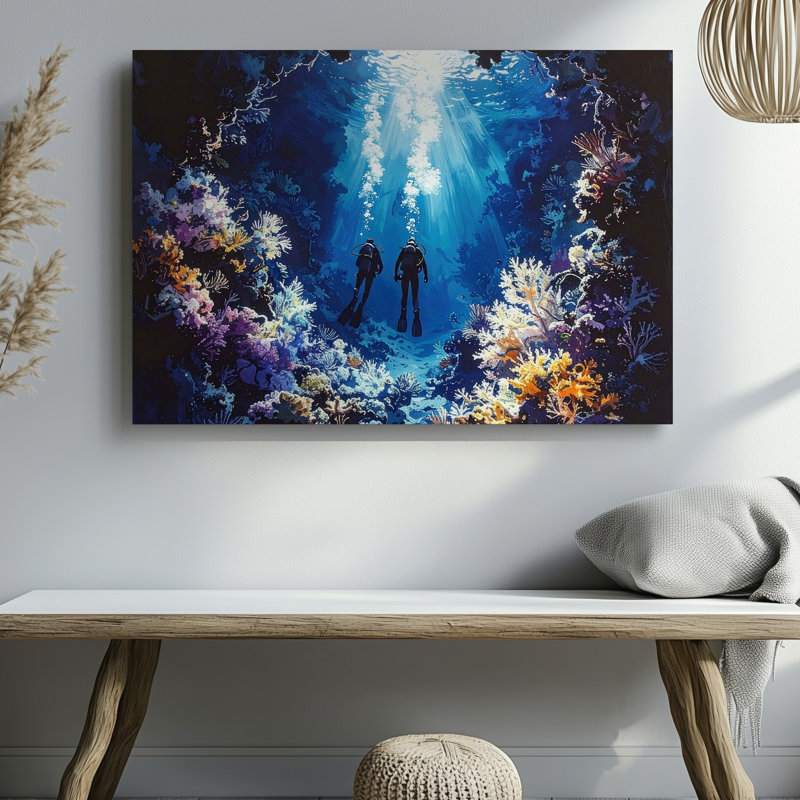 Toile Mystic Deep Dive Canvasmoody Underwater Scuba Divers Art Wall Art Ready To Hang Gallery Wrarap Home Decor Modern Design Decor
