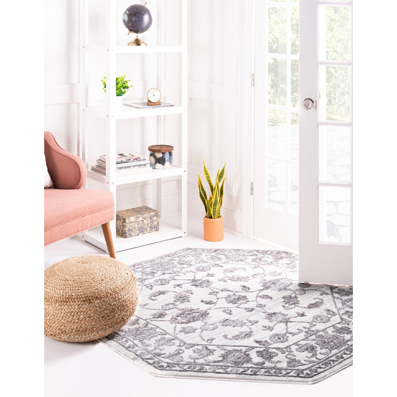 Tapis traditionnel urbain couleur pierre, Octogone 5 pi 3 po