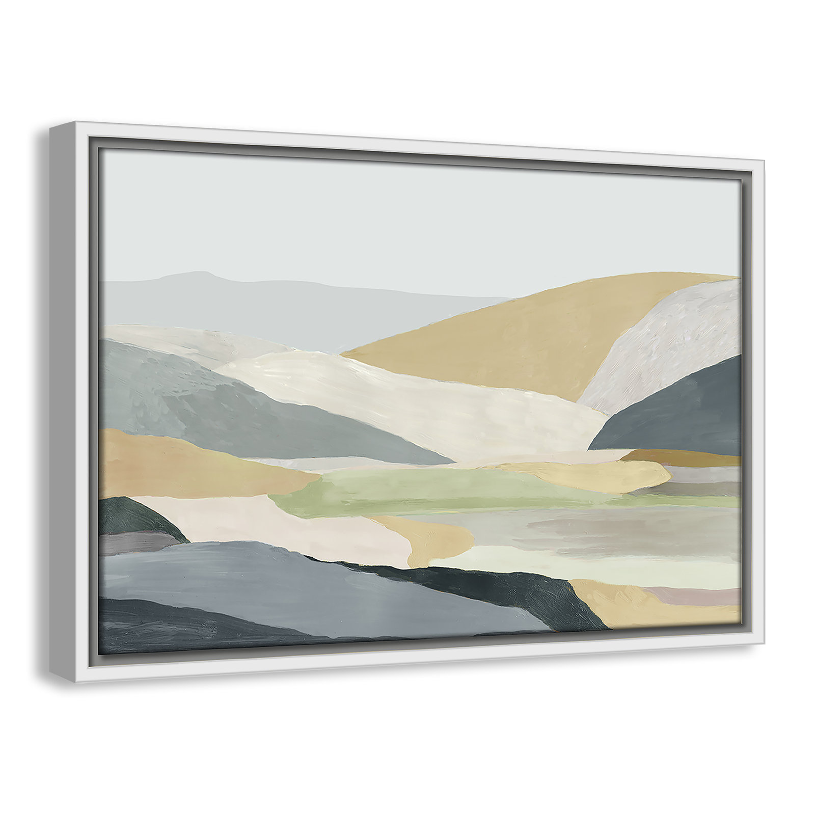 Blair "Warm Hills I" Painting, White Canvas , 13.5" H x 19.5" W x 2" D