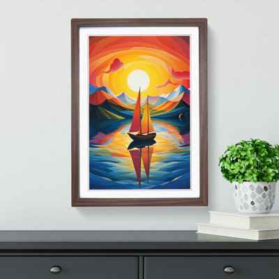 Boat on a Lake Orphism Art - Framed Print
