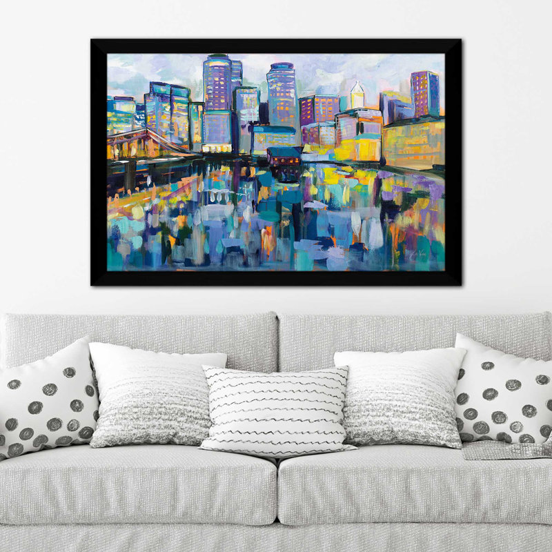 Boston Harbor - Peinture, H 27,5 po x l 39,5 po x P 0,75 po, Cadre noir