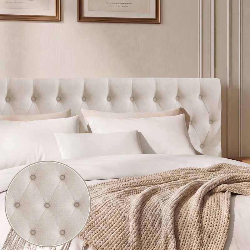 Aveigha Upholstered Headboard, Queen, Beige Velvet