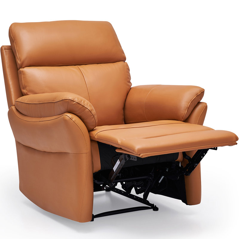 Latari 33'' Top Genuine Leather Manual Standard Recliner, Yellow
