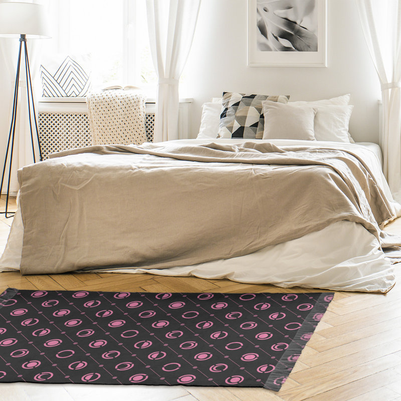 Tapis noir/rose phases lune, Non