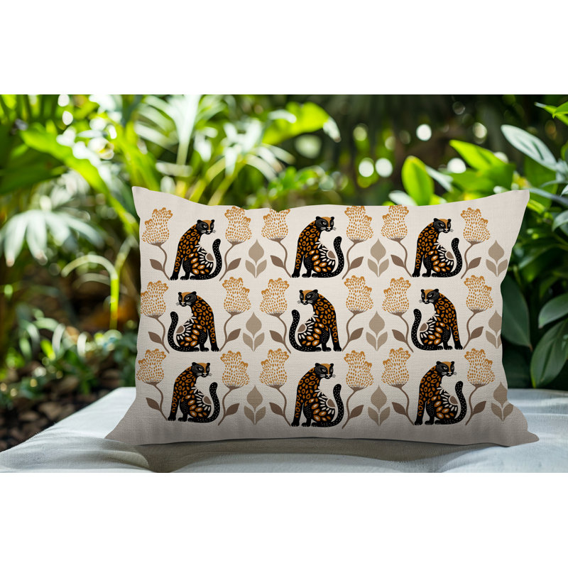 Coussin lombaire réversible intérieur / extérieur Hansa Leopard, Rectangle H 18 po x l 25 po, Orange