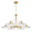 32,28 po Lustre 6 lumières Mid-Century moderne en or brossé avec abat-jour en verre plissé transparent et décorations en perles de cristal pour le salon, la salle à manger, le vestibule