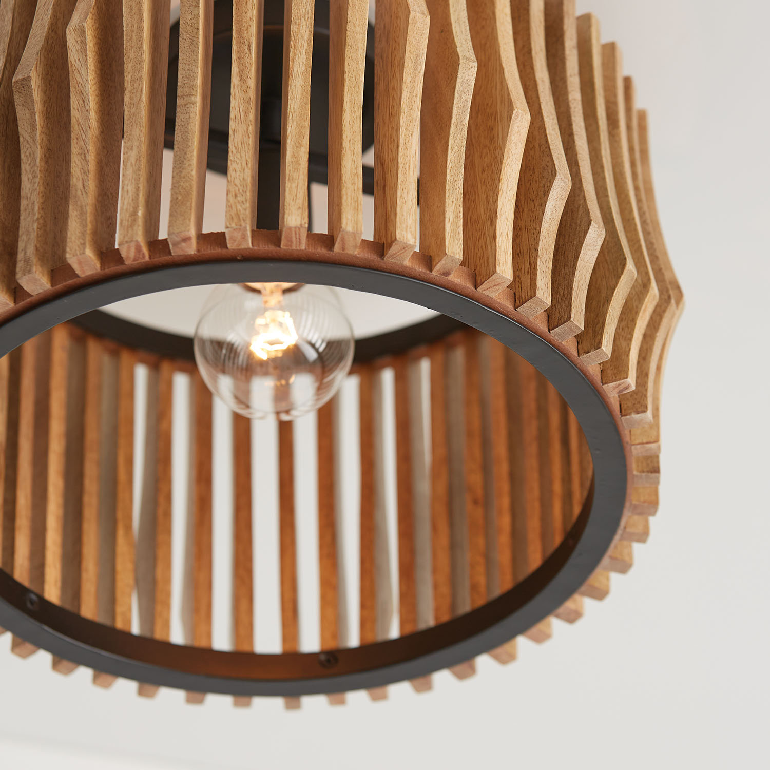 Cortia Single Light Solid Wood Dimmable Pendant