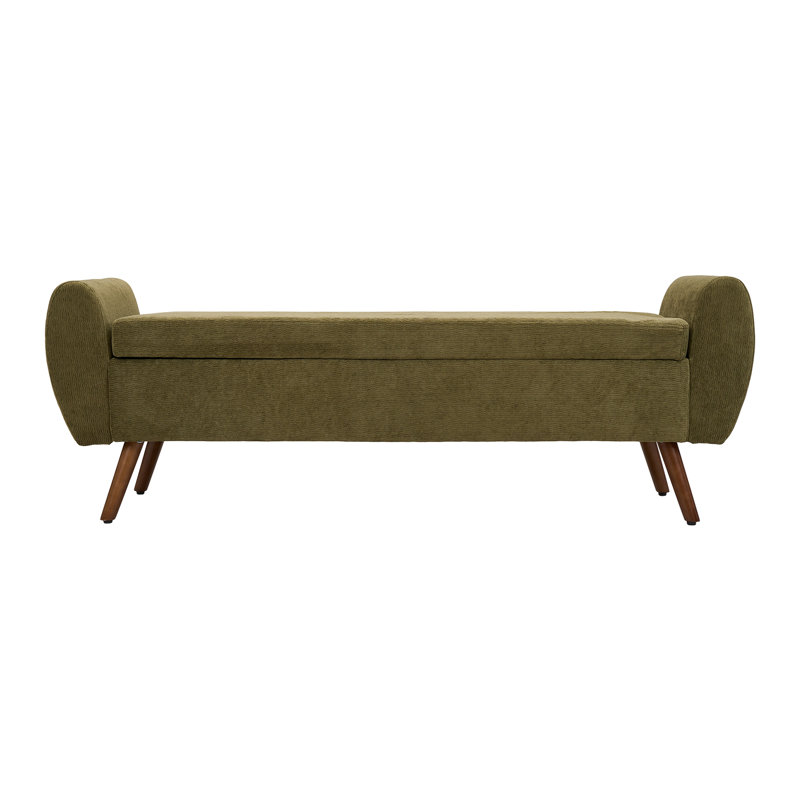 Upholstered Storage Bench with Wood Legs