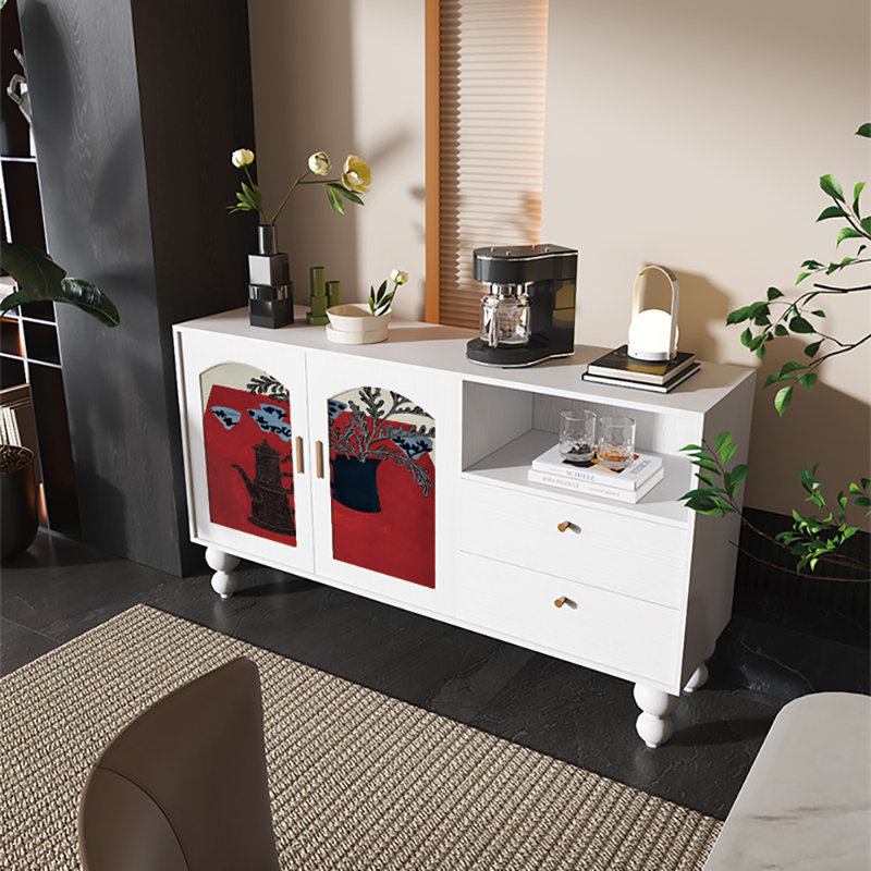 Buffet 59,1 "de style rétro, Blanc
