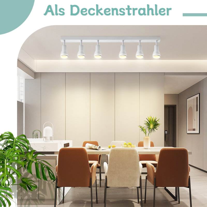 Deckenstrahler 6-Flammig GU10 Metall Schwenkbar 355°Innen Deckenleuchte