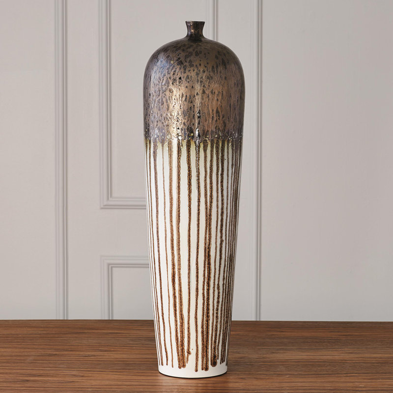 Reactive Bronze Stripe Vessel-Tall
