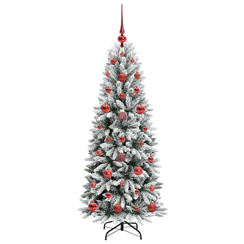 Artificial Christmas Tree with 150 LEDs White, 3.94' H, Red