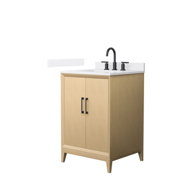 Ensemble de meuble-lavabo simple autoportant 24 po avec plateau en quartz Janna