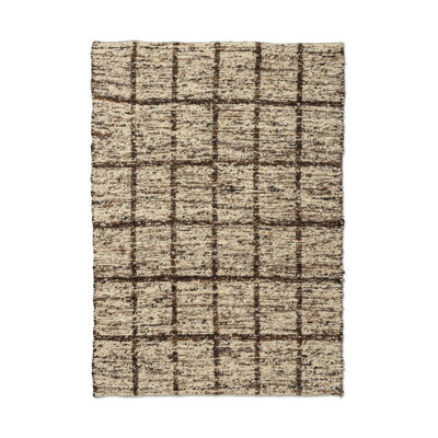 Wool Geometric Area Rug in Brown