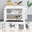 Îlot de cuisine sur roulettes, chariot de rangement à roulettes avec grande armoire, tiroir, support à épices et porte-serviettes, utilitaire de service de cuisine, tablette réglable à 3 positions (blanc)-200412497