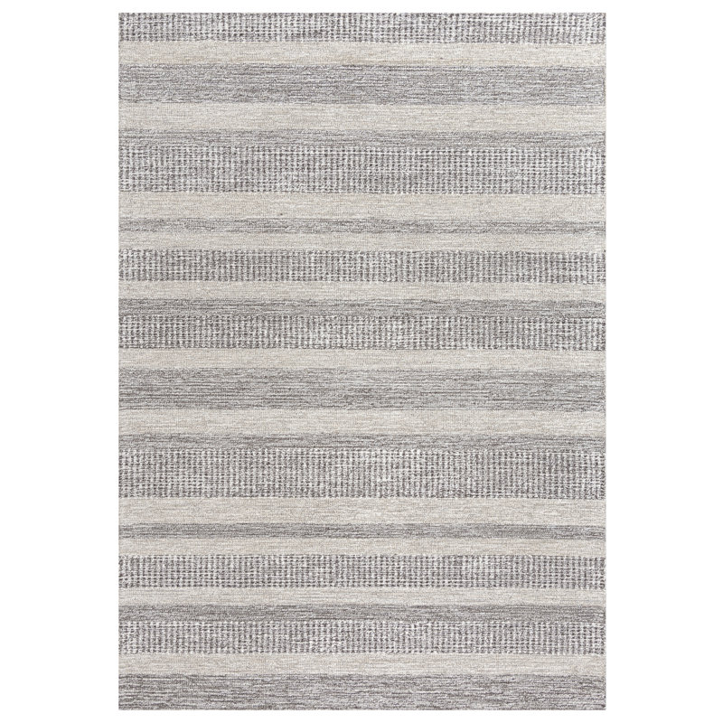 Tapis brun / naturel en laine touffeté à la main à rayures Overlea, Rectangle 7 pi 9 po x 9 pi 9 po