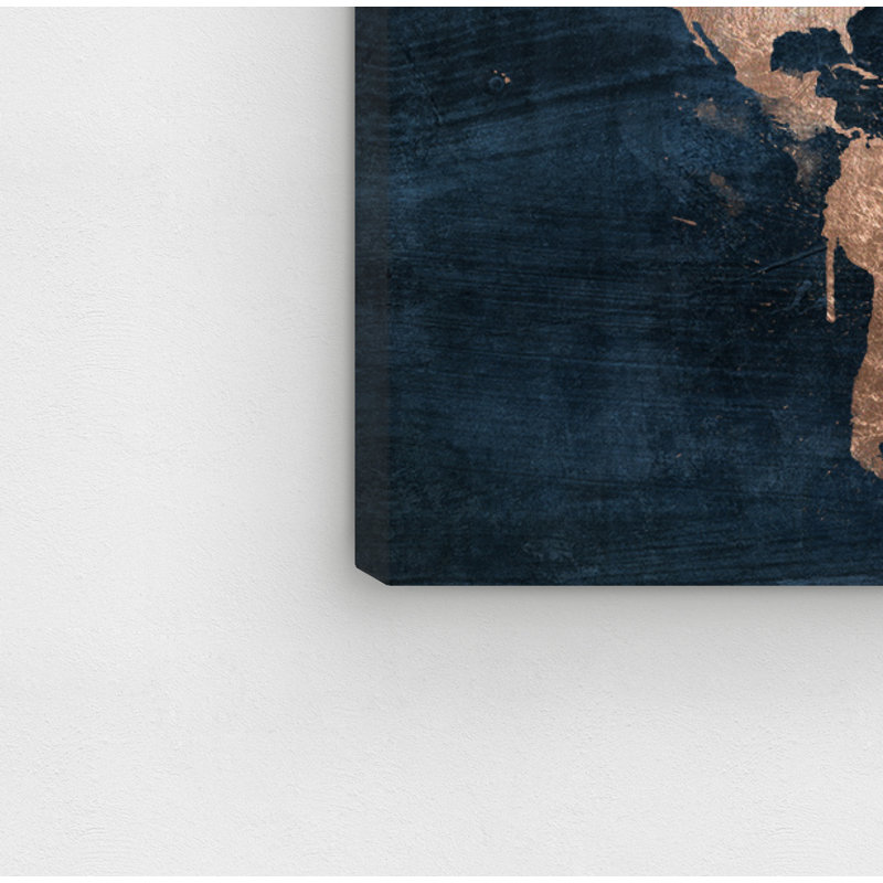 " Maps And Flags Mapamundi Copper, Modern & Contemporary Bronze " by Oliver Gal, 10" H x 15" W x 1.5" D, Wrapped Canvas