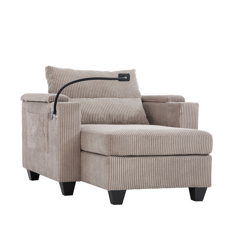 Canapé-lit convertible 37,4 po Canapé-lit Canapé-lit en velours côtelé avec ports USB, Brun