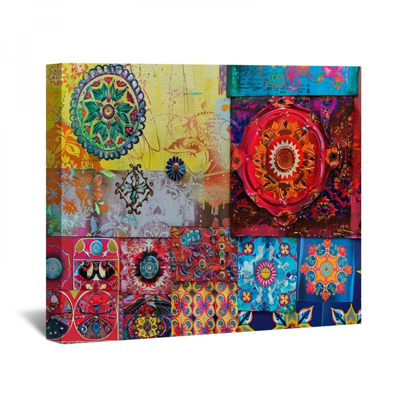 "Mandala" sur toile, H 11 po x l 14 po x P 3 po