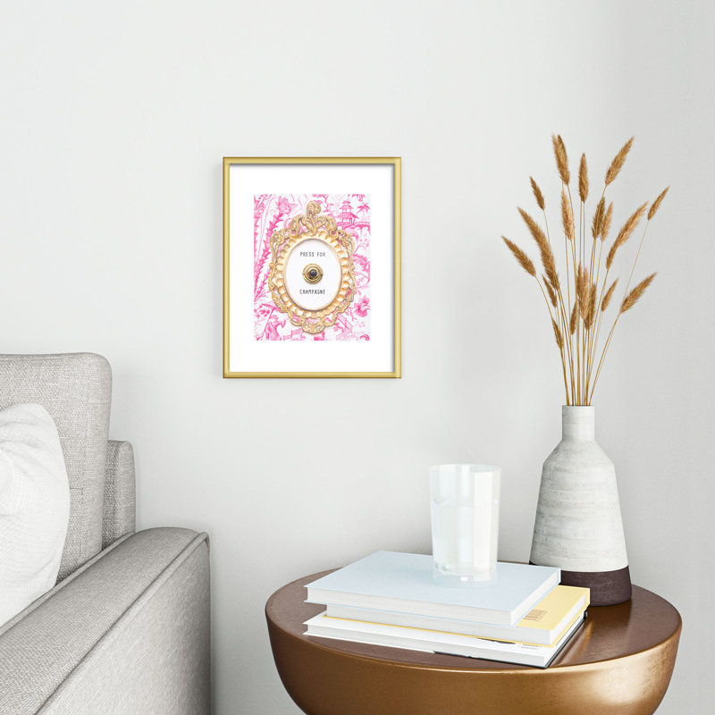 «Lisa Golightly Press For Champagne», reproduction d'art encadrée, H 10 po x l 8 po, Or
