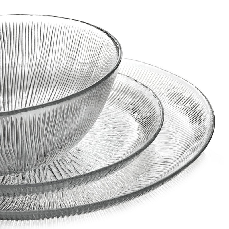 12-Piece Microwave & Oven Safe Glass Dinnerware Set with Plates and Bowls, Service for 4