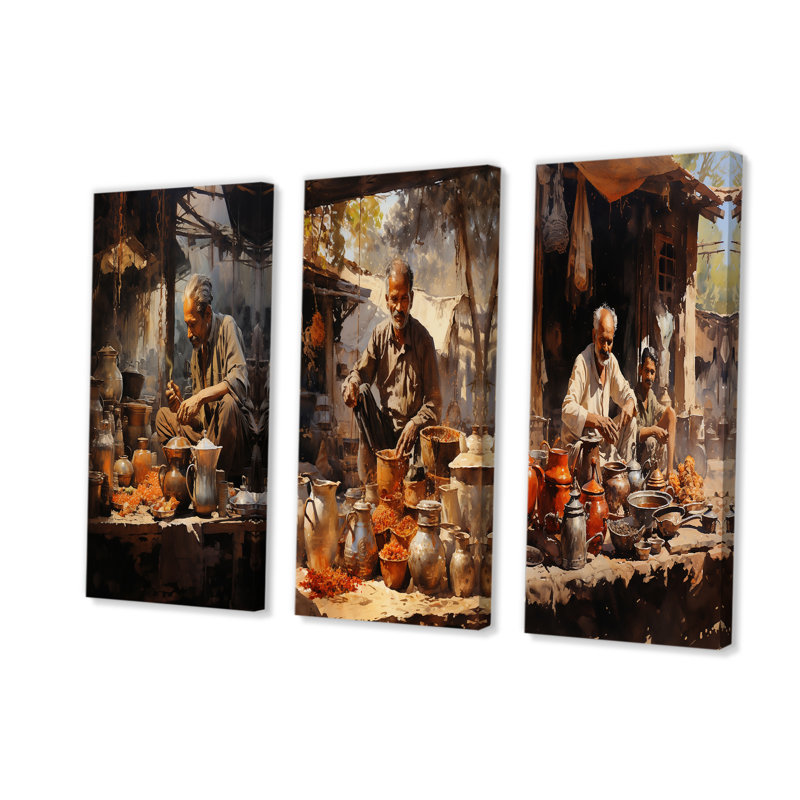 Préparation du thé rustique Chai, H 28 po x l 36 po, Toile tendue
