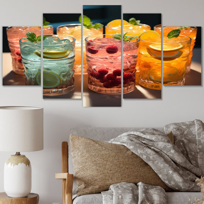 Colorful Cocktail Drinks I Food & Beverage Wall Decor on Metal