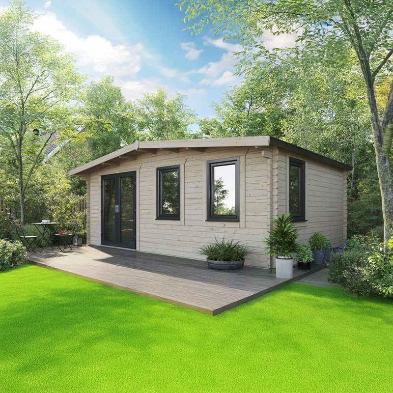 Powersheds 14 x 20ft Chalet Log Cabin, Doors to the Left - 44mm