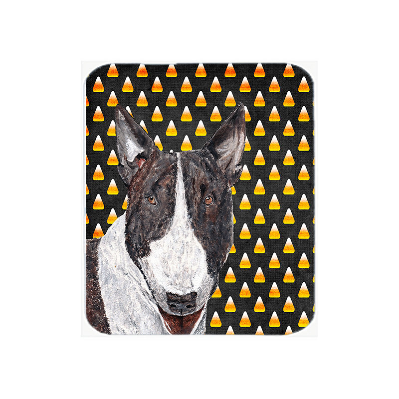 Planche à découper en verre de caroline trésors bull terrier Halloween Candy Corn