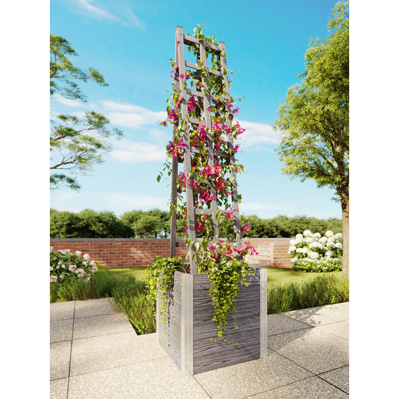 Classic 14" L X 68" H Vinyl A-frame Ladder Garden Trellis, Grey