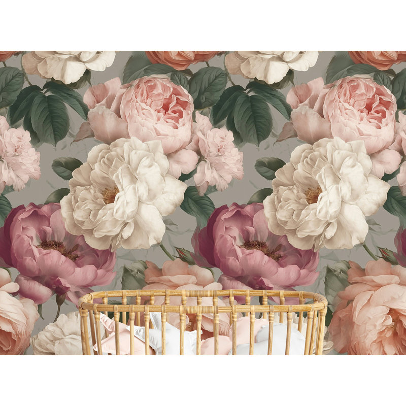 Blush pivoine pelez et collez papier peint floral mural rétro romantique décoration murale