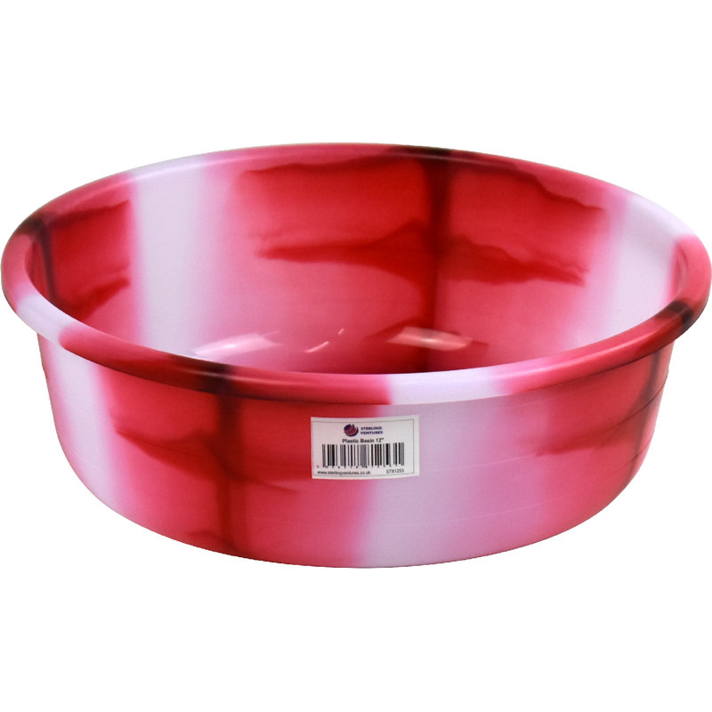 Tie-Dye Colour Plastic Round Wash Basin10", 5, Red