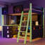 Lit mezzanine en bois avec bureau-1337995508