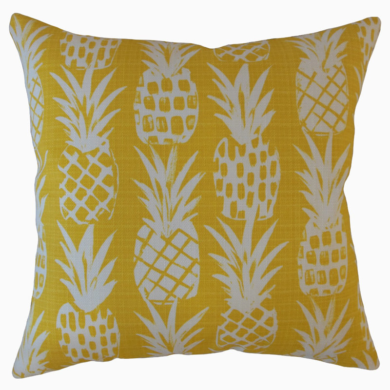 Coussin Yamka, 22 po x 22 po, Jaune, Coussin décoratif