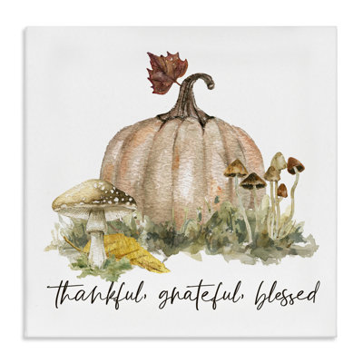 "Thankful Pumpkin & Mushroom", art mural sur toile par Livi Finn