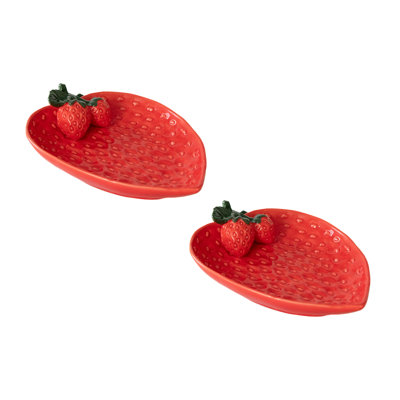 Assiette en porcelaine fraise Marlee - ensemble de 2