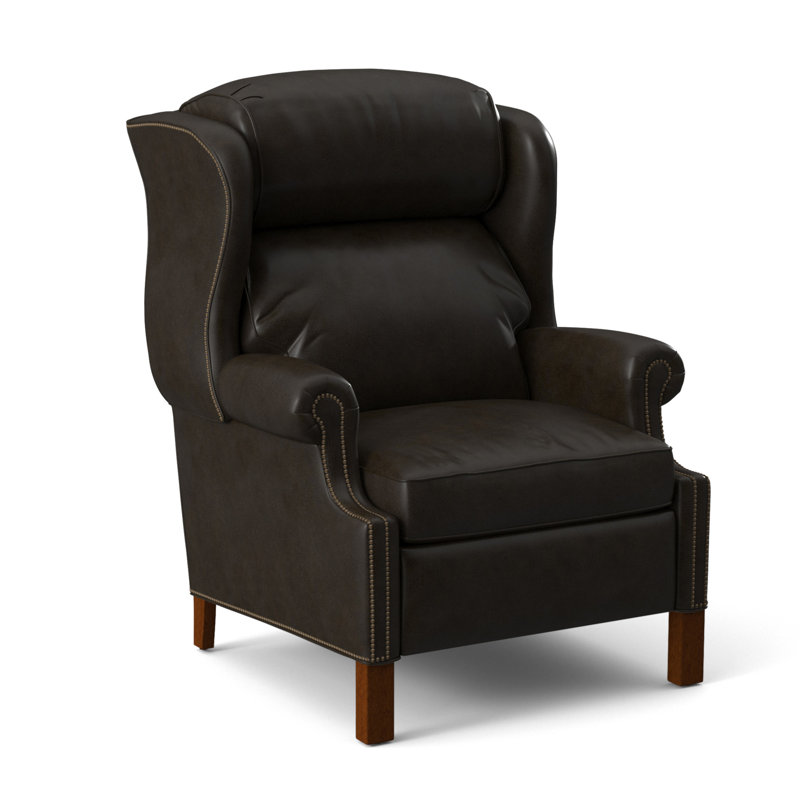 Chippendale Recliner, #9 Natural, Outsider Raven Genuine Leather, Plantation