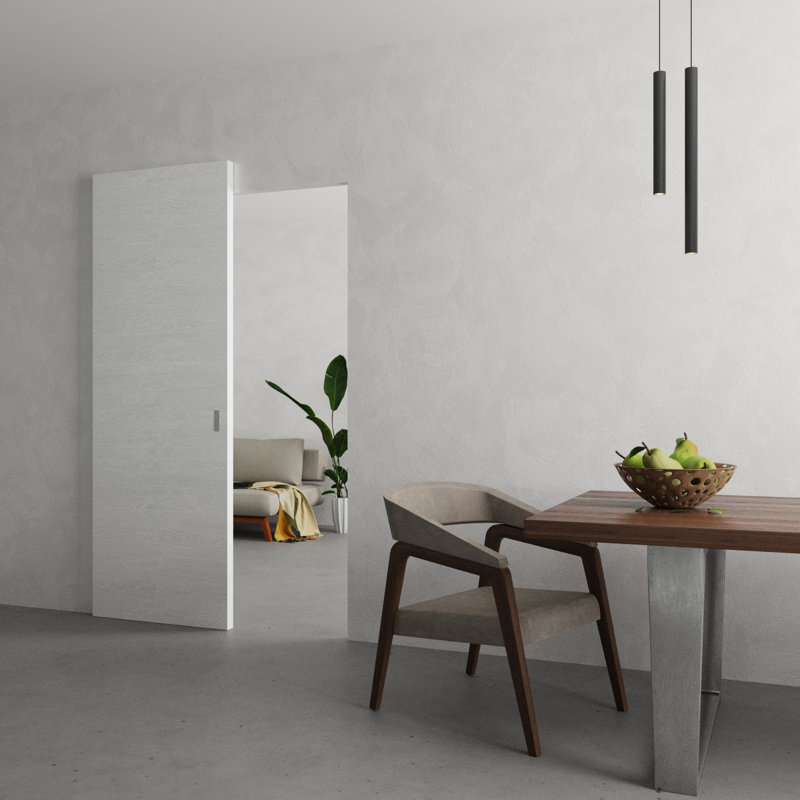 Grange cachée | Ego 5000 | Portes en placage de bois | Ensemble coulissant magique Magic |, 32 po x 84 po, Chêne blanc peint
