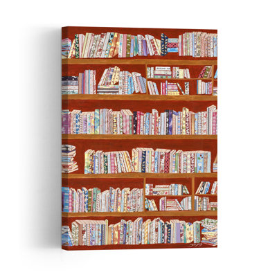 Colorful Patterned Bookshelves Minimalist Abstract Architecture City Wall Art Print by Jukyong Park - Print