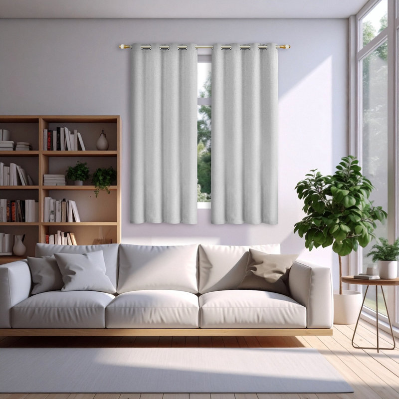 Linen Blend Blackout Curtain Panel Pair, 117cm Width x 137cm Drop, White