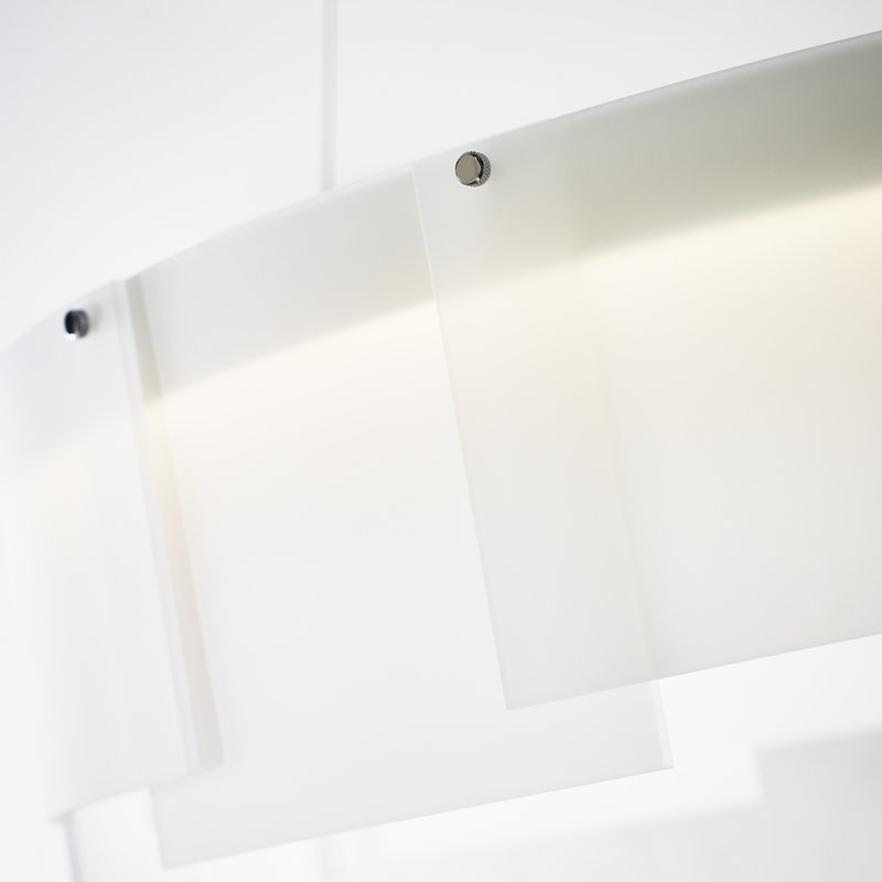 Stratos 1 - Light Glass LED Chandelier, Frost/Satin Nickel, White