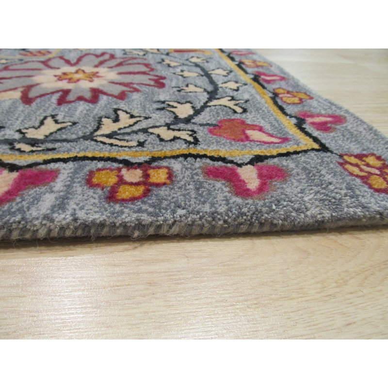 Tapis bleu en laine touffeté à la main Colleen, Rectangle 5 pi x 8 pi